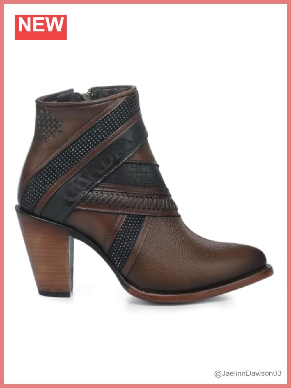 Genuine Bovine Leather Knee-High Boots Pointed Toe Block Heel Zip Closure